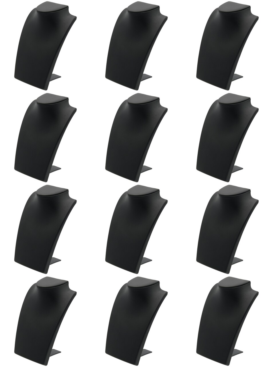 Black Leather Bust with Retractable Stand Jewelry Display 8 1/4" Tall, Set of 12